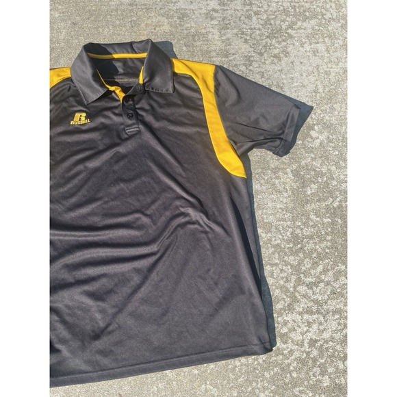 Russel Black And Yellow Striped Polo Shirt Size Large - Picture 3 of 7